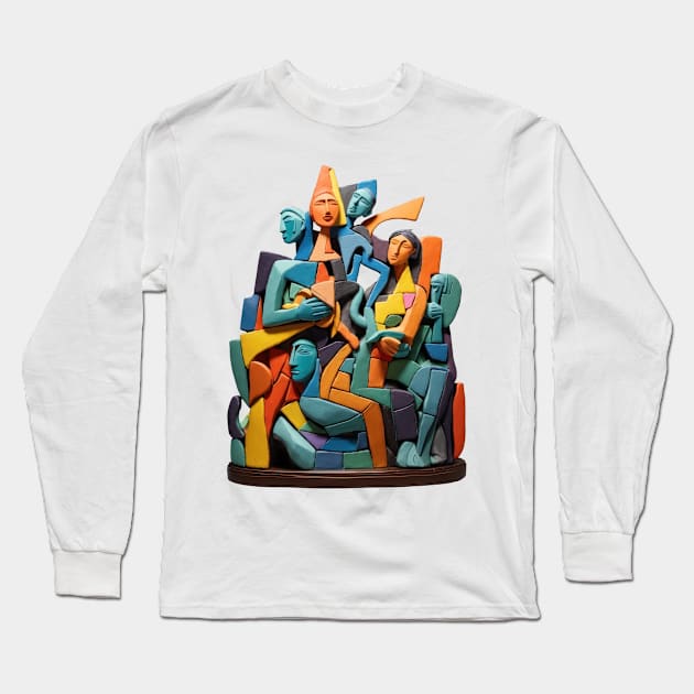 Abstract 3D Cubist Sculpture Long Sleeve T-Shirt by Tankuss 